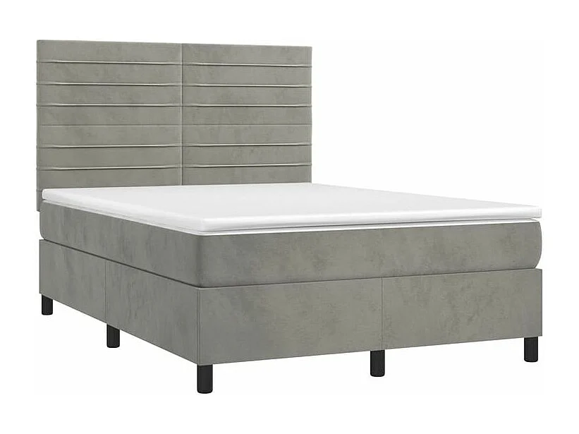 Sommier à lattes de lit et matelas Gris clair 140x200 Velours