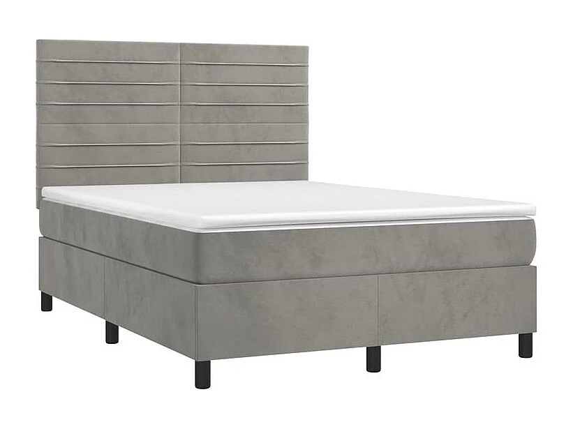 Sommier à lattes de lit et matelas Gris clair 140x200 Velours
