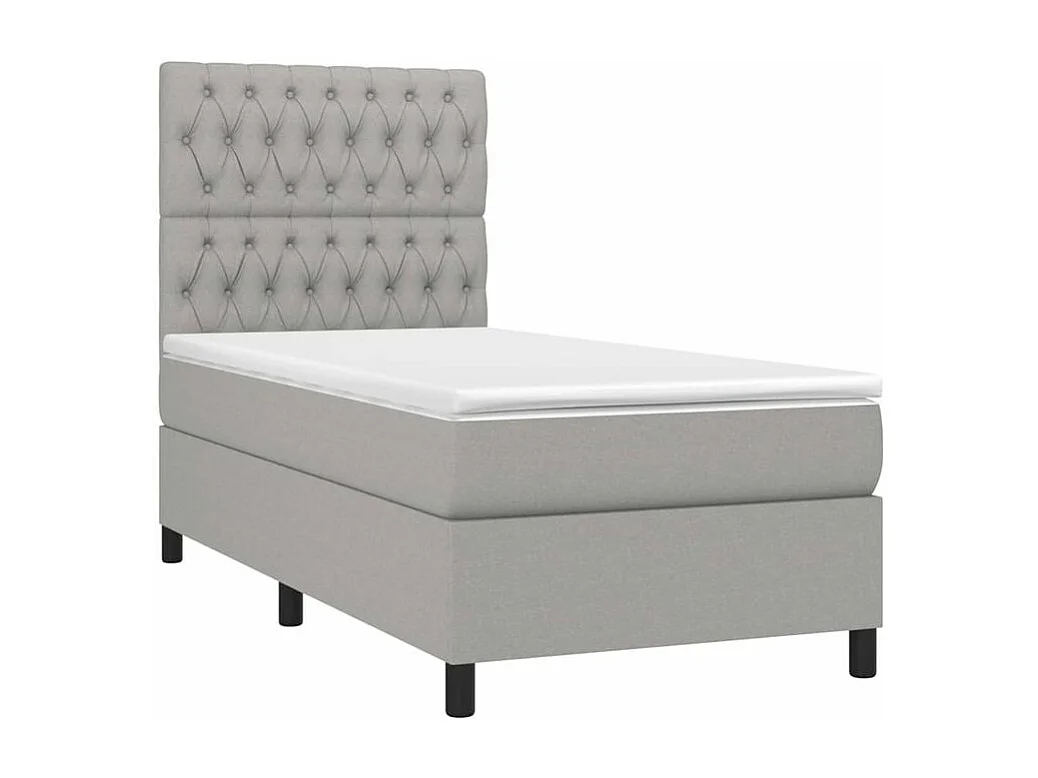 Sommier à lattes de lit avec matelas et LED Gris clair 90x200