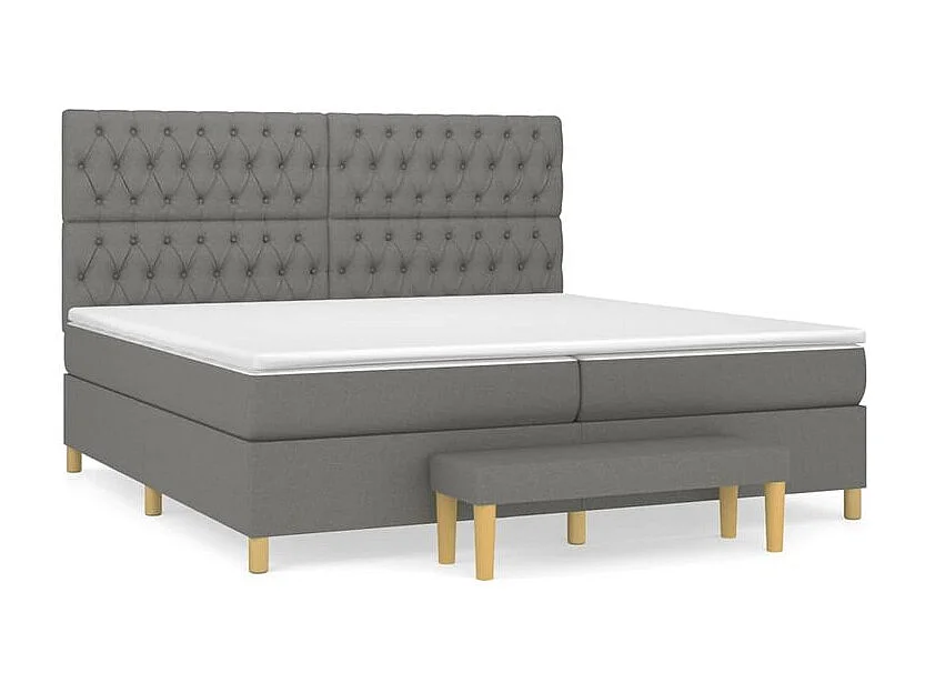 Sommier à lattes de lit avec matelas Gris foncé 200x200 Tissu