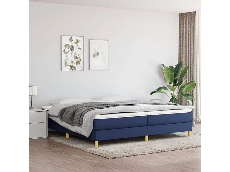 Sommier à lattes de lit avec matelas Bleu 200x200 Tissu