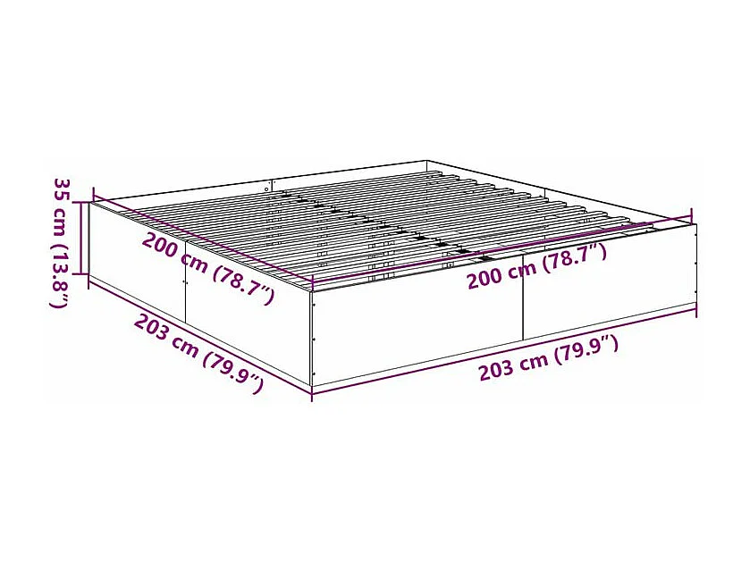 Cadre de lit sonoma gris 200x200 bois d'ingénierie