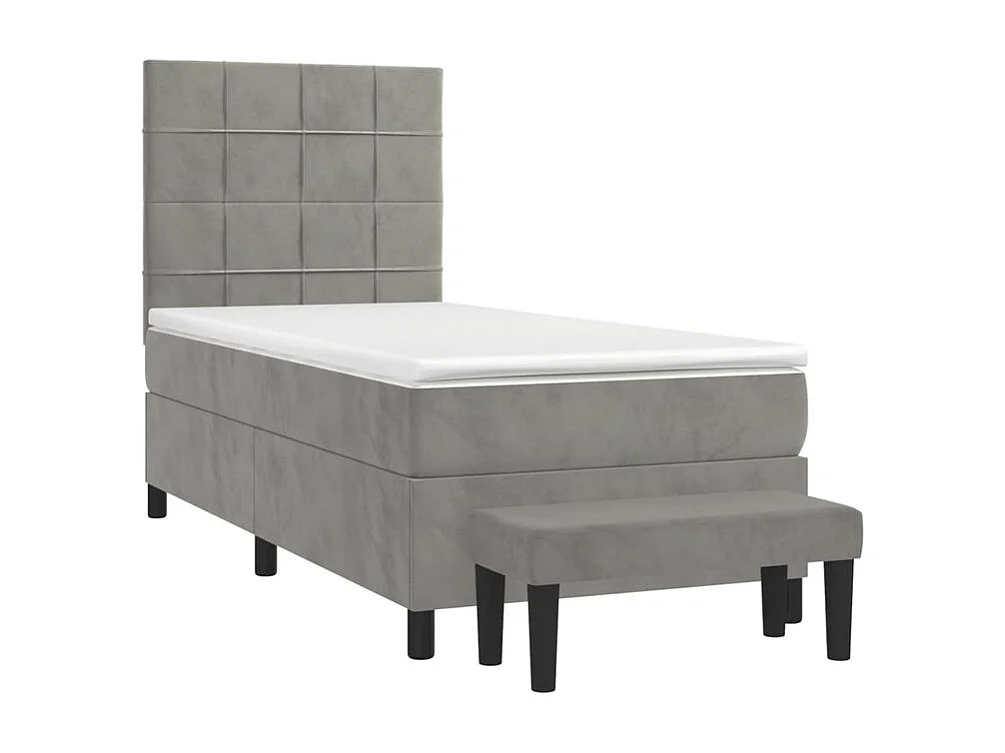 Sommier à lattes de lit et matelas Gris clair 90x190 Velours