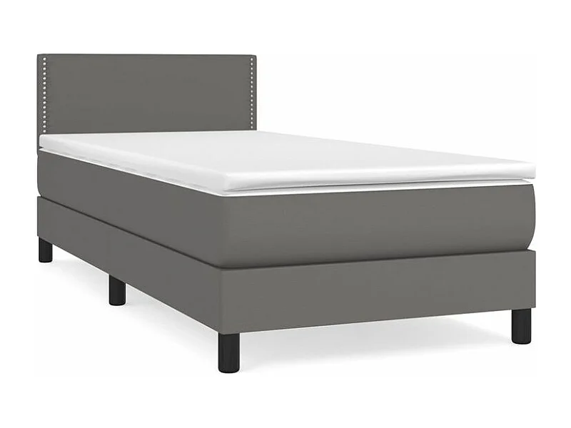 Sommier à lattes de lit avec matelas Gris 80x200 Similicuir