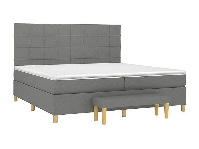 Sommier à lattes de lit avec matelas Gris foncé 200x200 Tissu