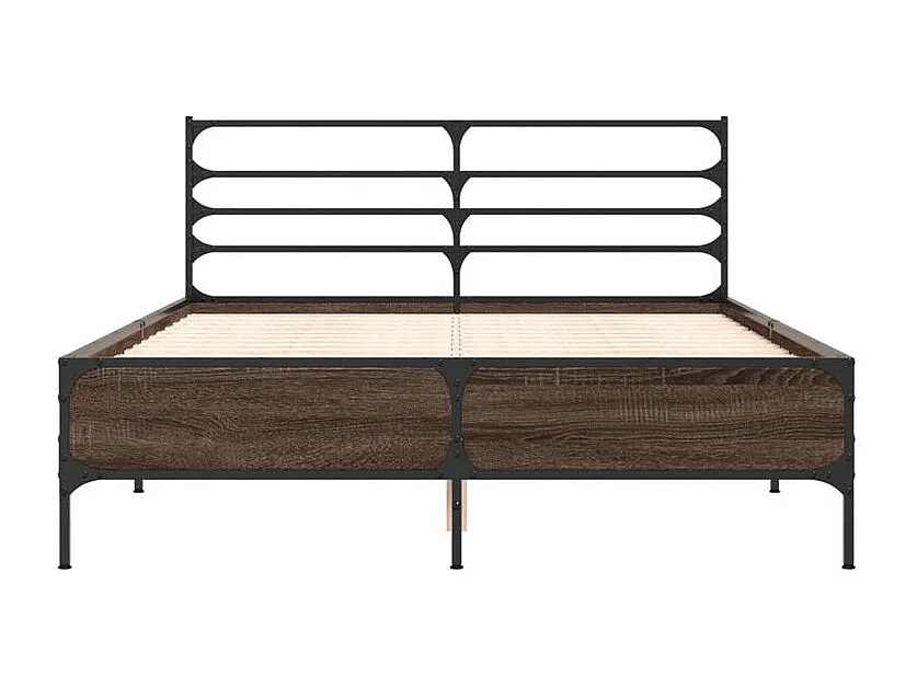 Cadre de lit chêne marron 140x200 bois d'ingénierie et métal