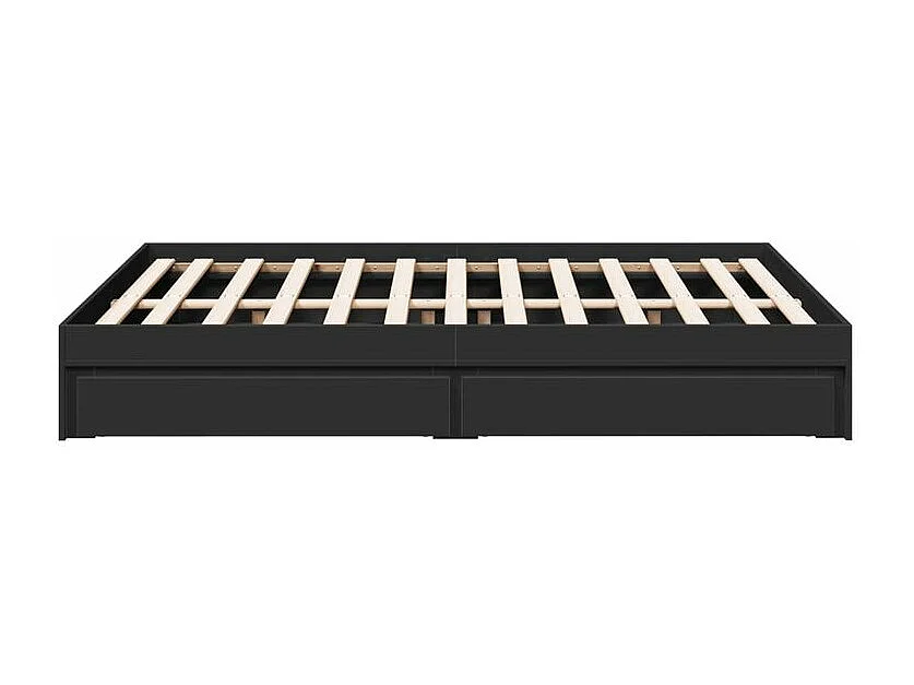 Cadre de lit à tiroirs noir 140x190 bois d'ingénierie