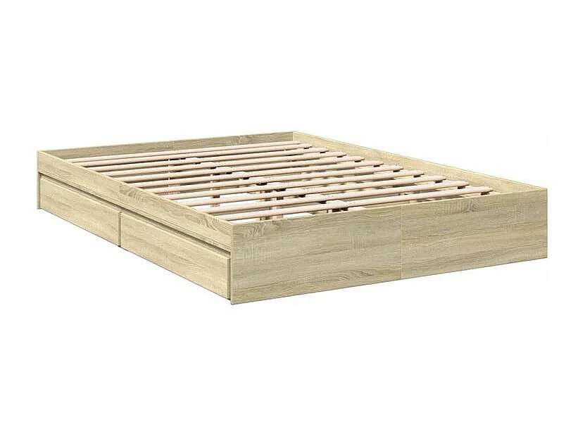 Cadre de lit et tiroirs chêne sonoma 150x200 bois ingénierie