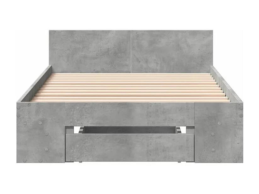 Cadre de lit et tiroir gris béton 100x200 bois d'ingénierie
