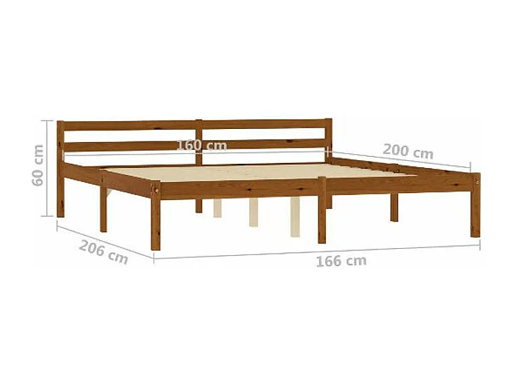 Lit adulte pin massif foncé Dorma 160x200