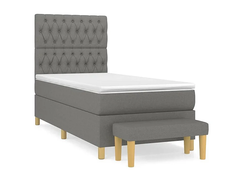 Sommier à lattes de lit avec matelas Gris foncé 90x200 Tissu