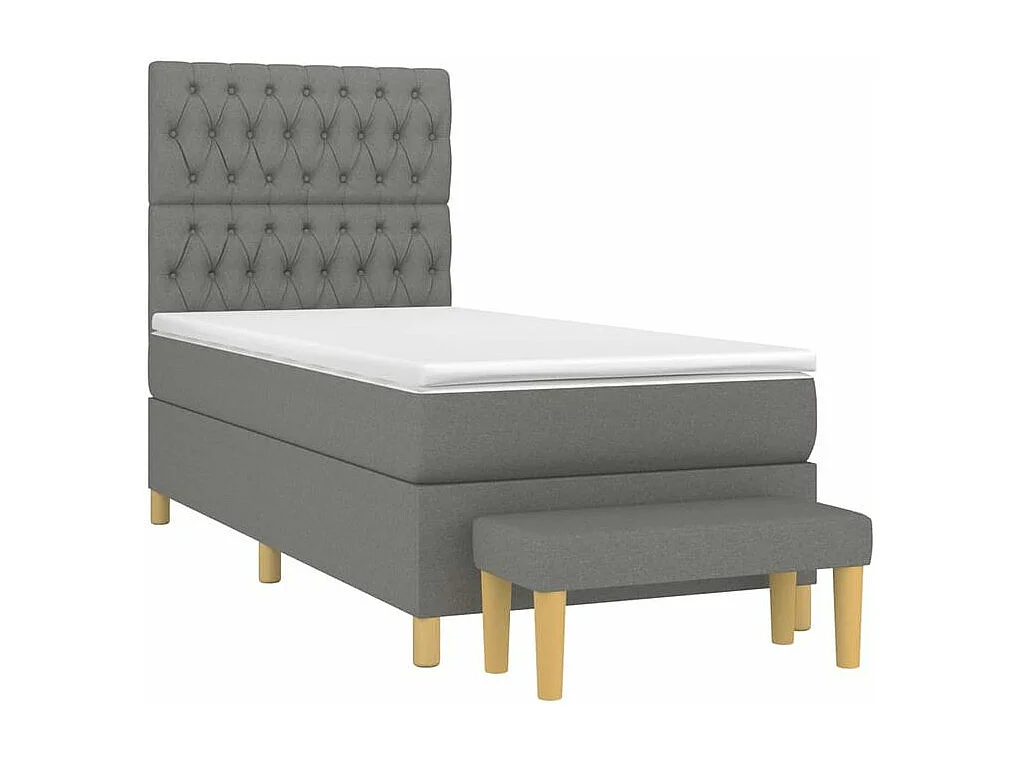 Sommier à lattes de lit avec matelas Gris foncé 90x200 Tissu