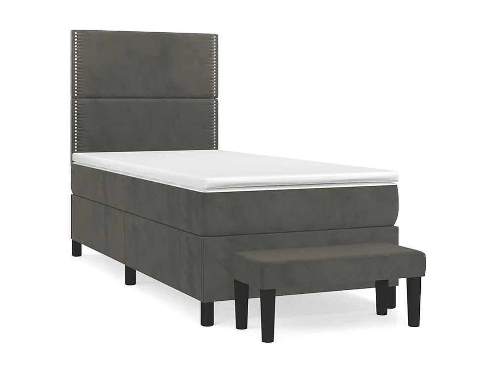 Sommier à lattes de lit et matelas Gris foncé 90x200 Velours