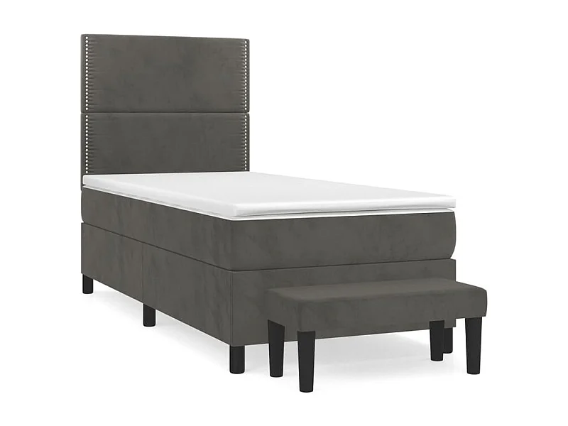 Sommier à lattes de lit et matelas Gris foncé 90x200 Velours