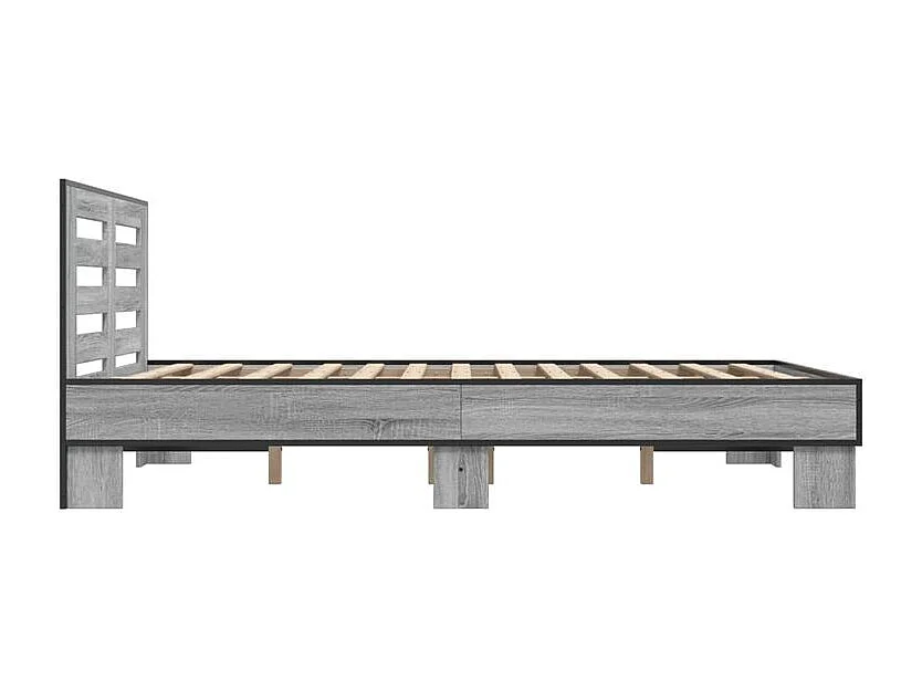 Cadre de lit sonoma gris 135x190 bois d'ingénierie et métal