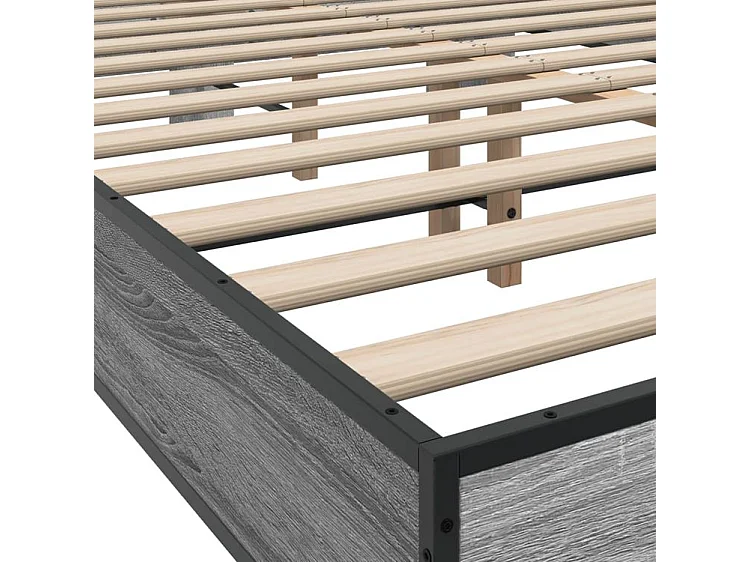 Cadre de lit sonoma gris 135x190 bois d'ingénierie et métal