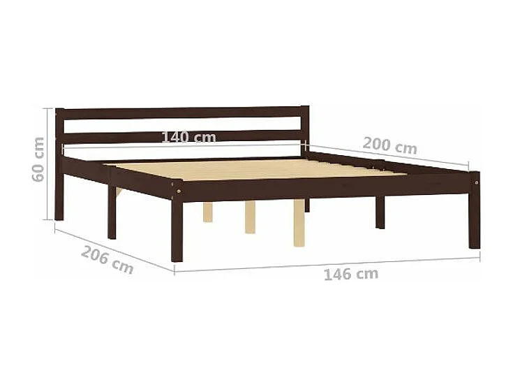 Lit adulte pin massif marron Dorma 140x200