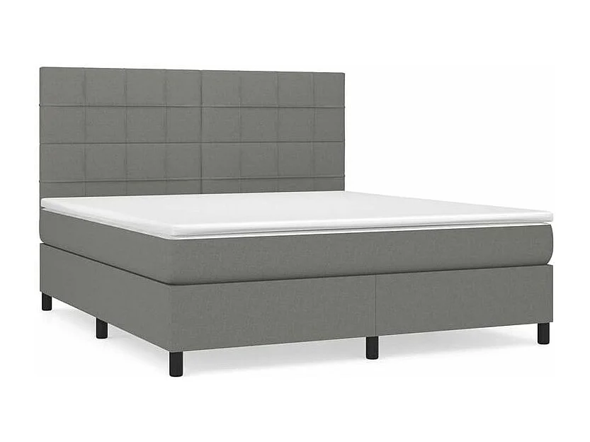 Sommier à lattes de lit avec matelas Gris foncé 160x200 Tissu