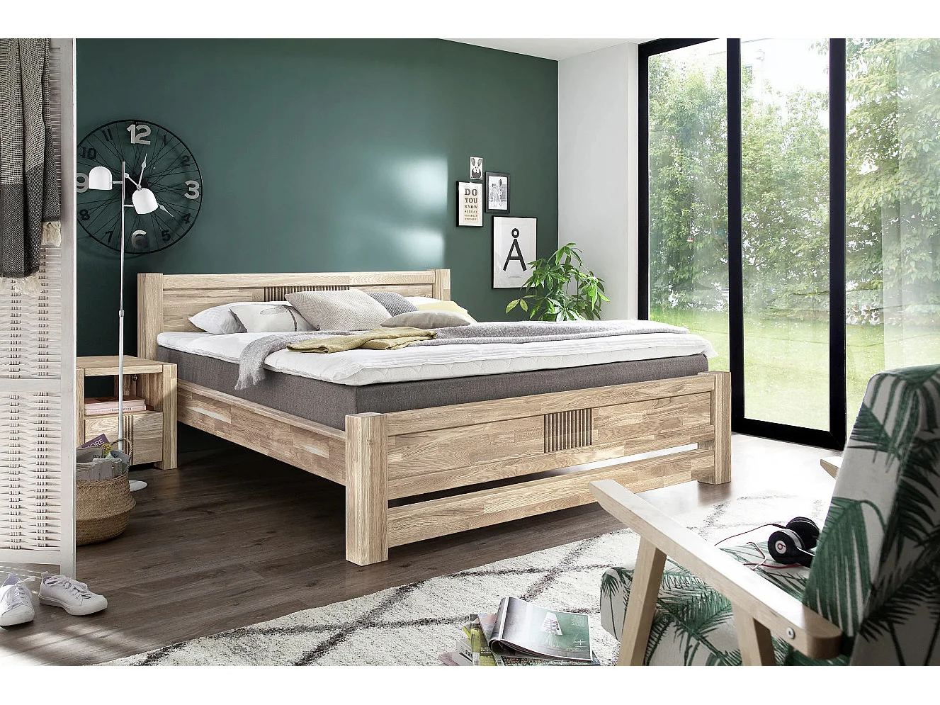 Valoria witgekalkt massief eiken bed-Slapen 180x200cm