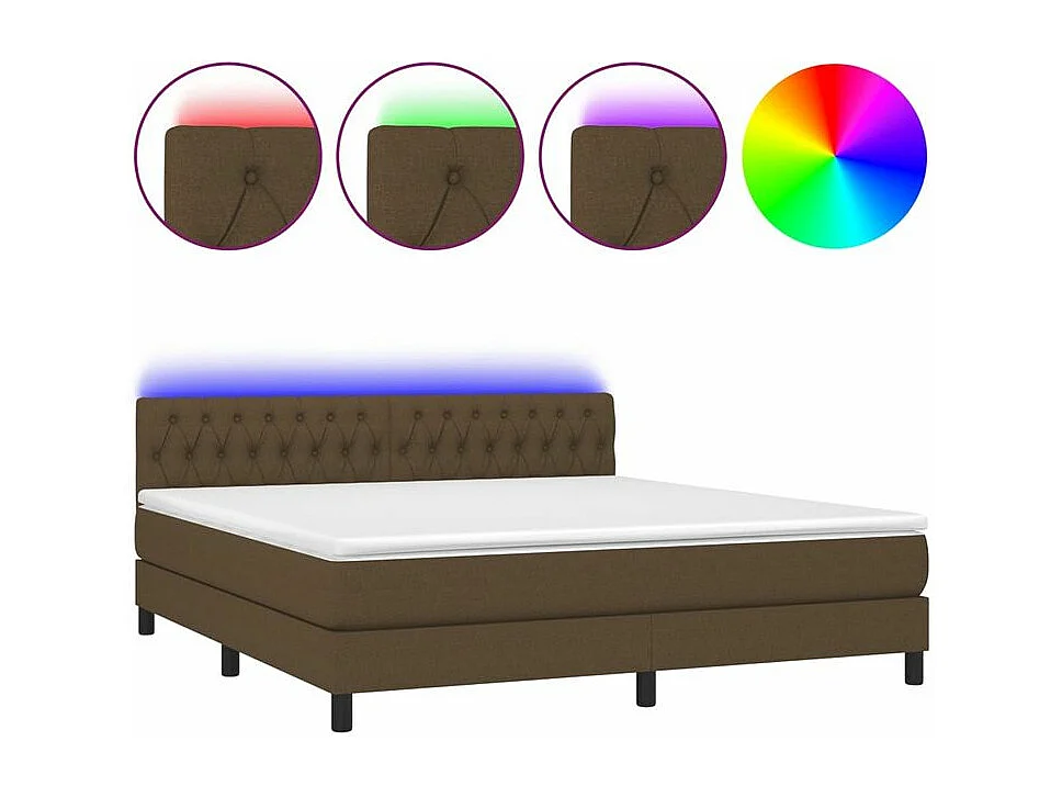 Sommier à lattes de lit matelas et LED Marron foncé 160x200