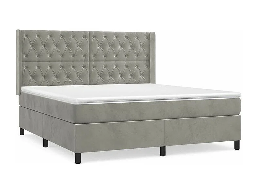 Sommier à lattes de lit et matelas Gris clair 160x200 Velours