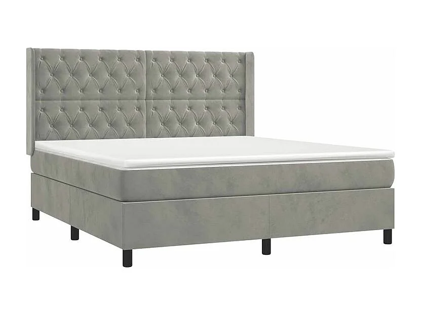 Sommier à lattes de lit et matelas Gris clair 160x200 Velours