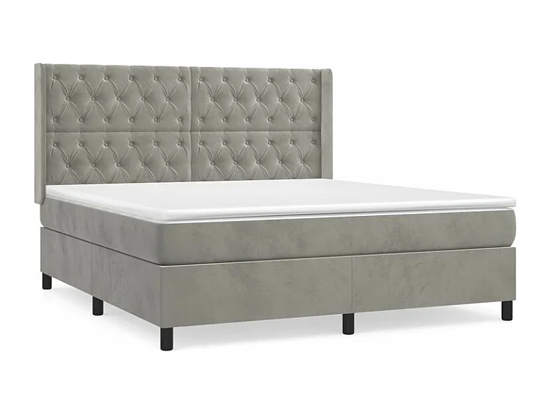 Sommier à lattes de lit et matelas Gris clair 160x200 Velours