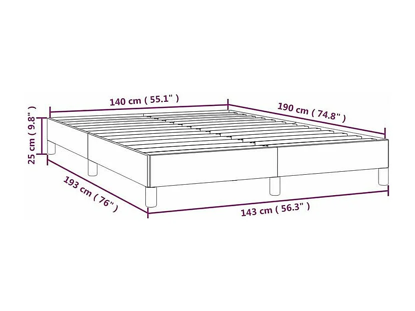 Cadre de lit Gris 140x190 Similicuir