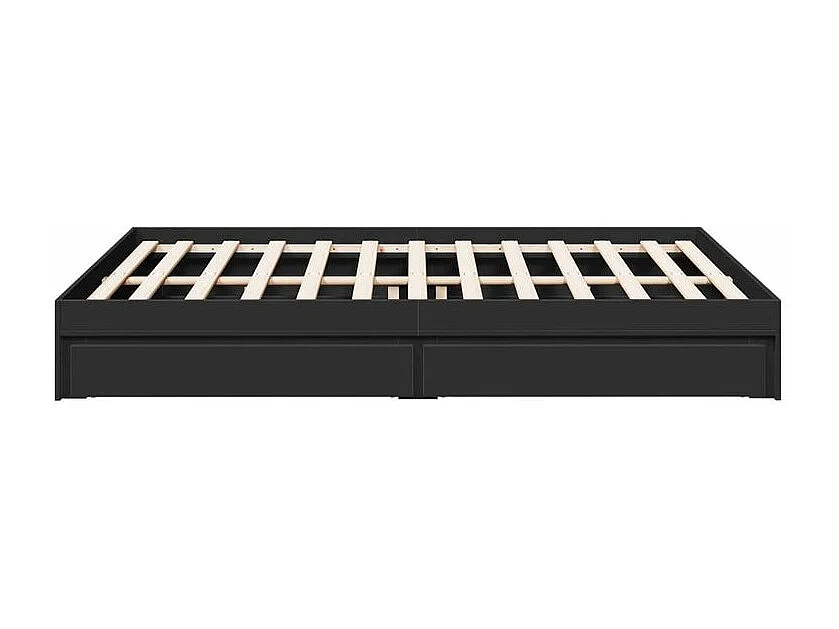 Cadre de lit à tiroirs noir 160x200 bois d'ingénierie