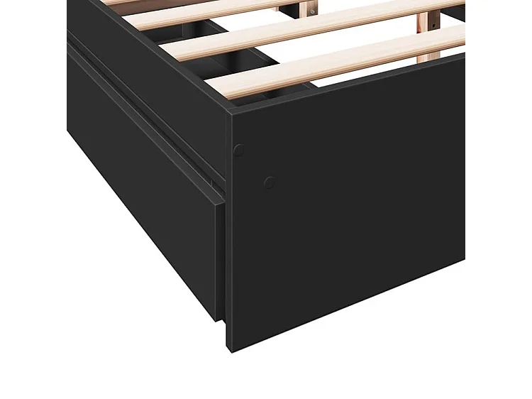 Cadre de lit à tiroirs noir 160x200 bois d'ingénierie