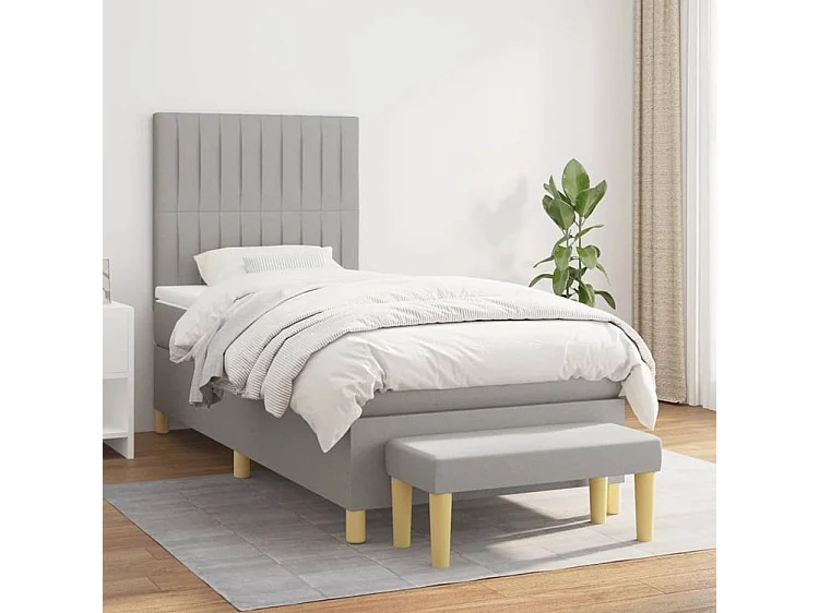 Sommier à lattes de lit avec matelas Gris clair 80x200 Tissu