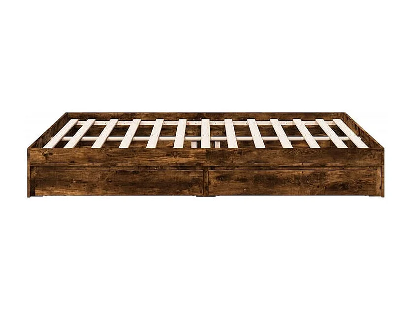 Cadre de lit à tiroirs chêne fumé 160x200 bois d'ingénierie