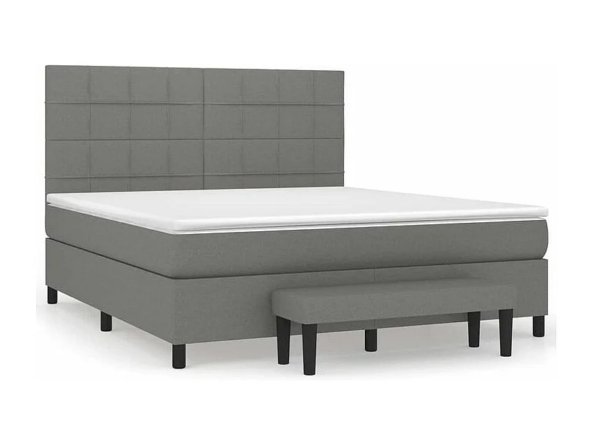 Sommier à lattes de lit avec matelas Gris foncé 160x200 Tissu