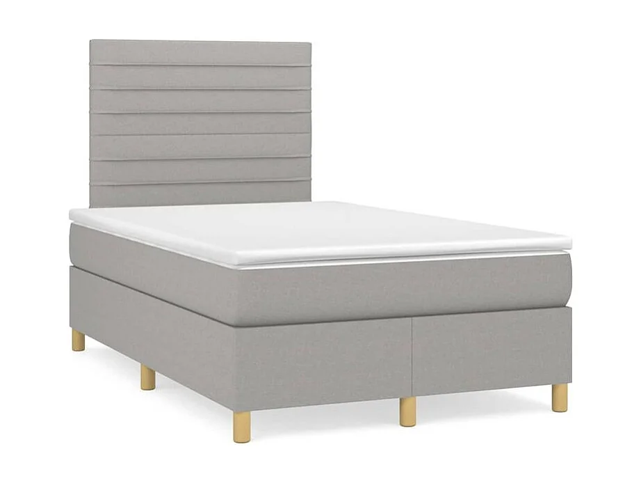 Sommier à lattes de lit avec matelas Gris clair 120x200 Tissu