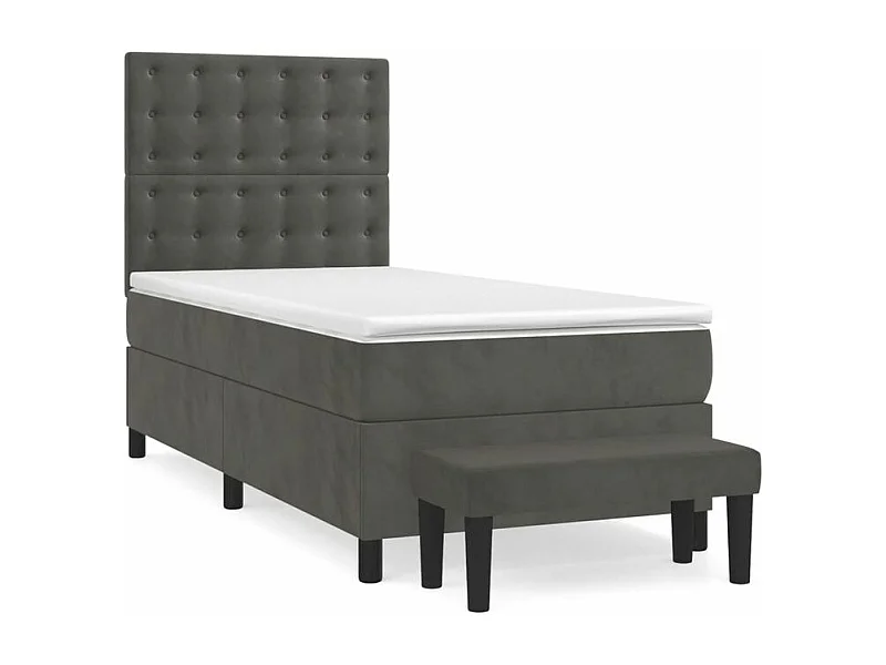 Sommier à lattes de lit et matelas Gris foncé 90x200 Velours