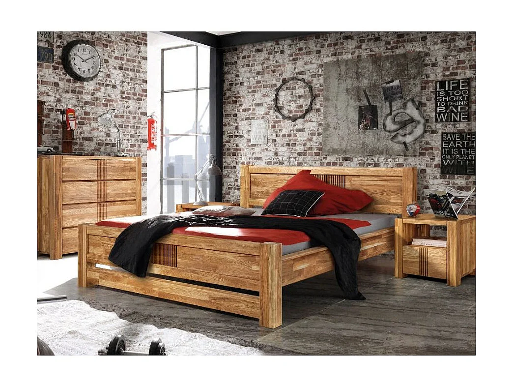 Lit en chêne massif naturel Valoria-140x200