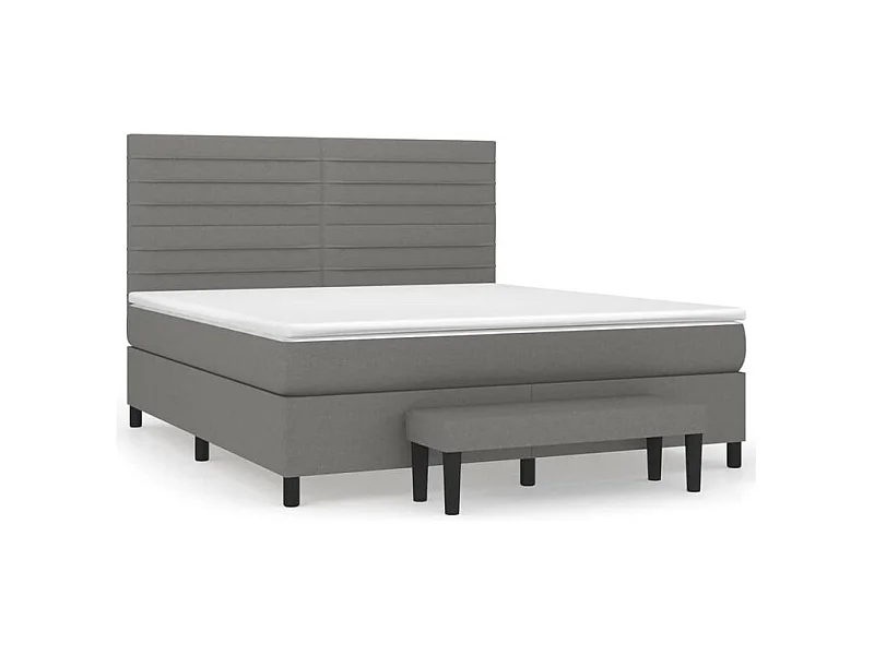 Sommier à lattes de lit avec matelas Gris foncé 180x200 Tissu