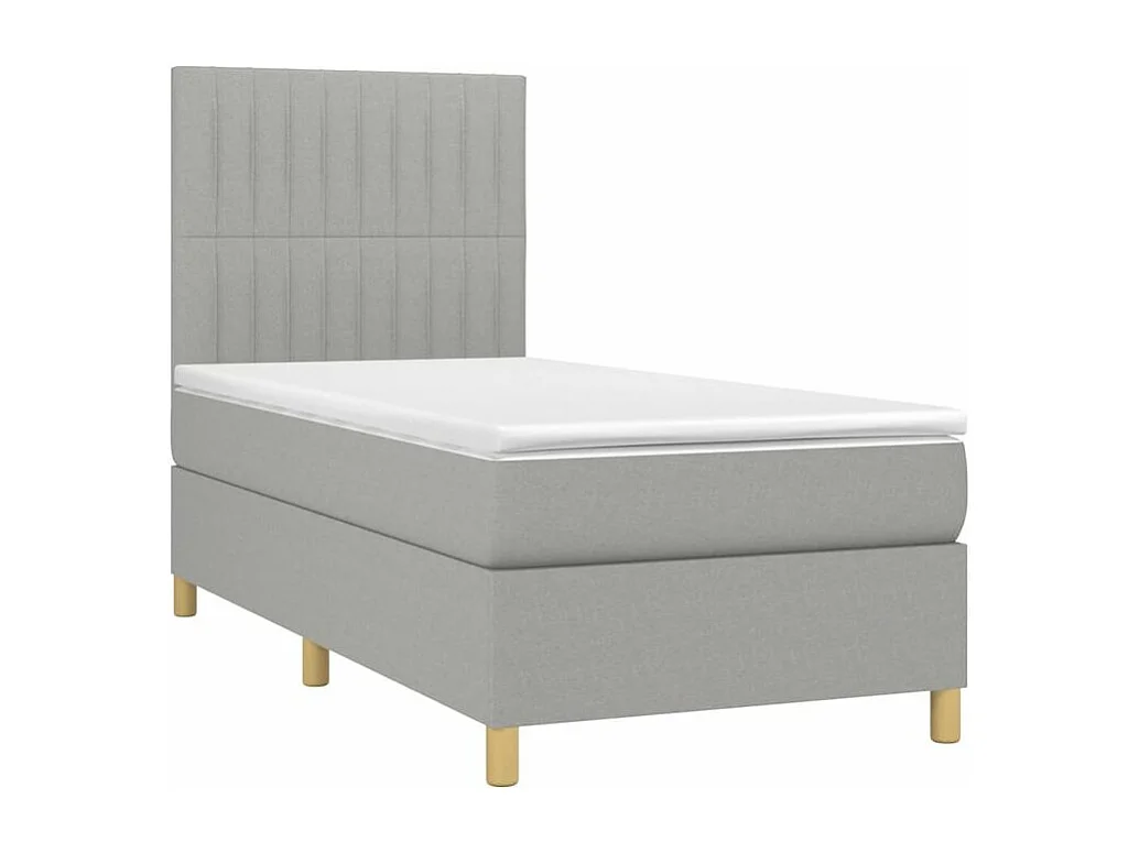 Sommier à lattes de lit et matelas et LED Gris clair 90x190