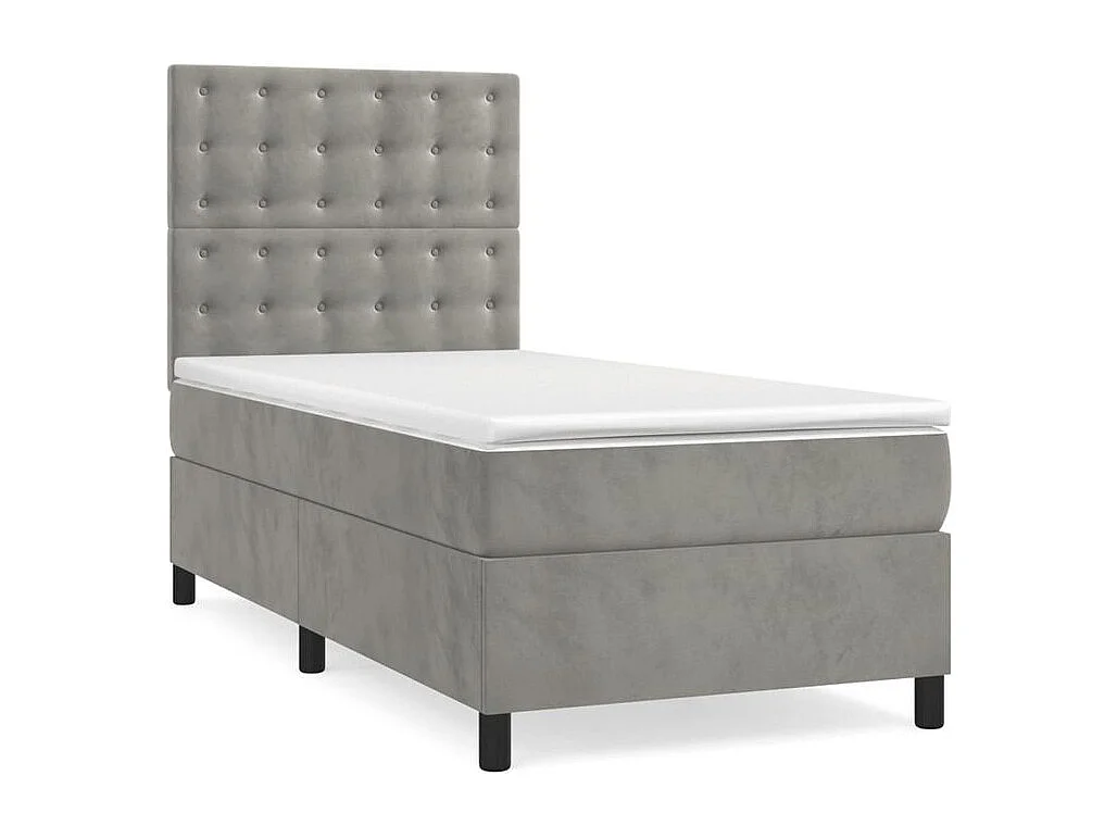 Sommier à lattes de lit matelas et LED Gris clair 100x200
