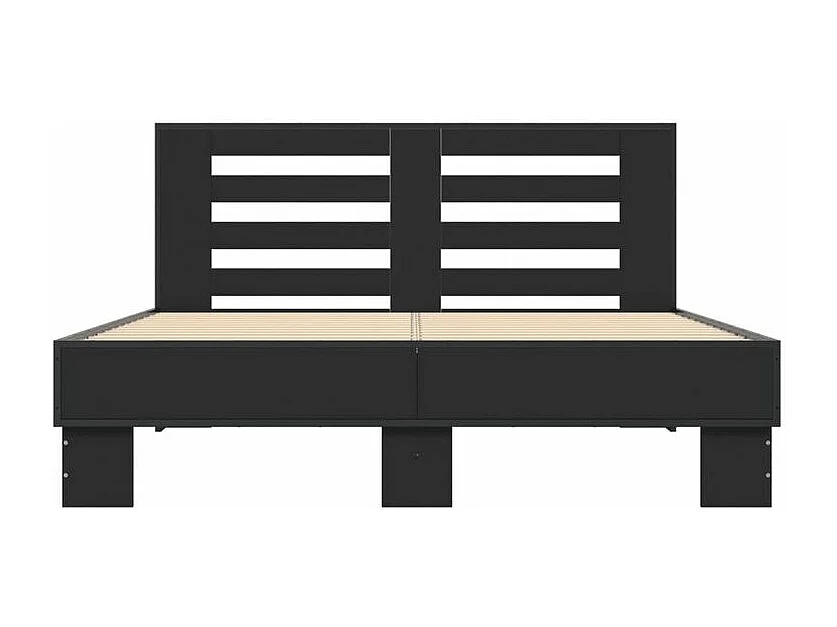 Cadre de lit noir 120x200 bois d'ingénierie et métal