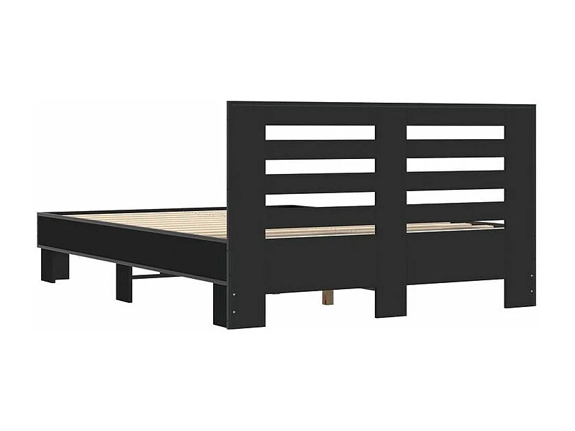 Cadre de lit noir 120x200 bois d'ingénierie et métal