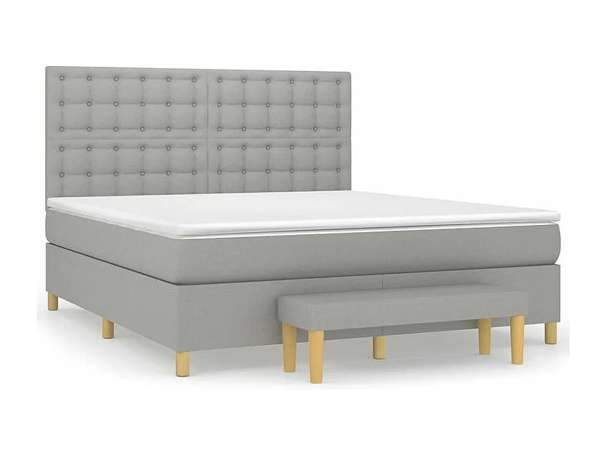 Sommier à lattes de lit avec matelas Gris clair 180x200 Tissu