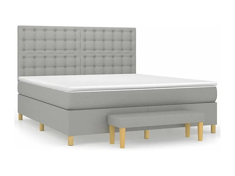 Sommier à lattes de lit avec matelas Gris clair 180x200 Tissu