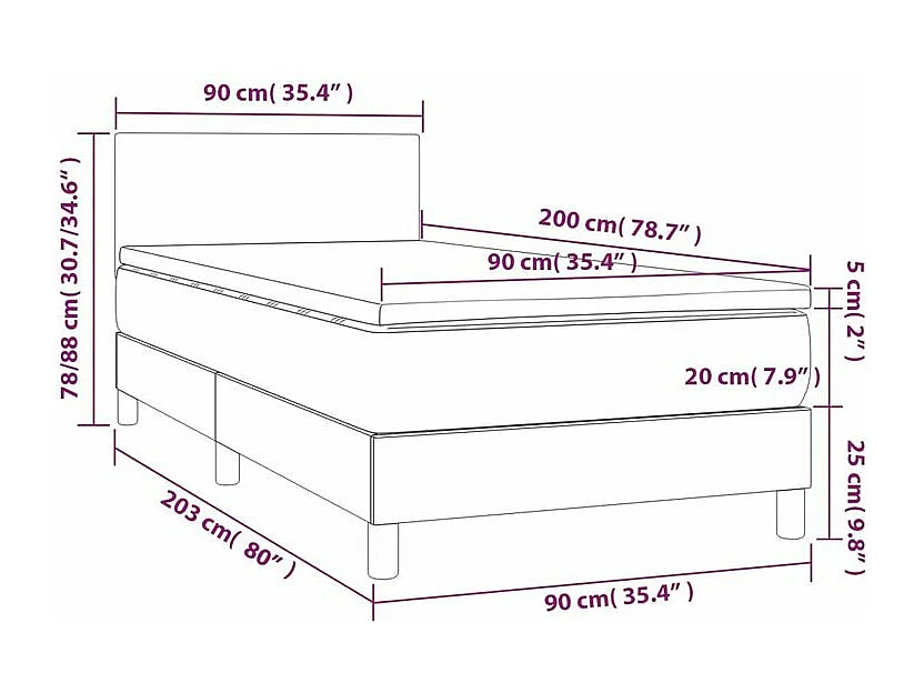 Sommier à lattes de lit avec matelas Cappuccino 90x200