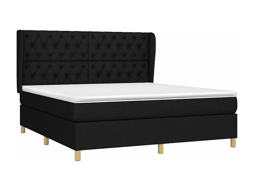 Sommier à lattes de lit avec matelas Noir 160x200 Tissu
