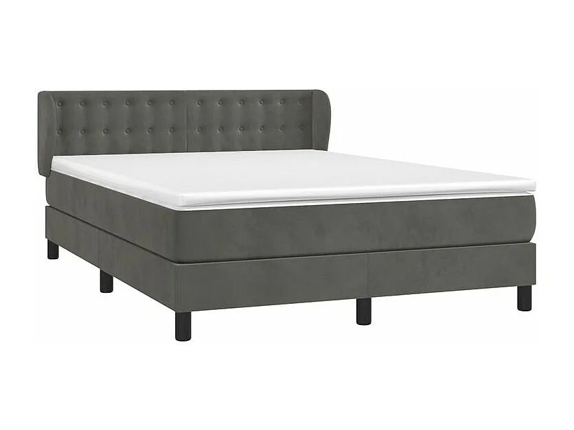 Sommier à lattes de lit et matelas Gris foncé 140x190 Velours