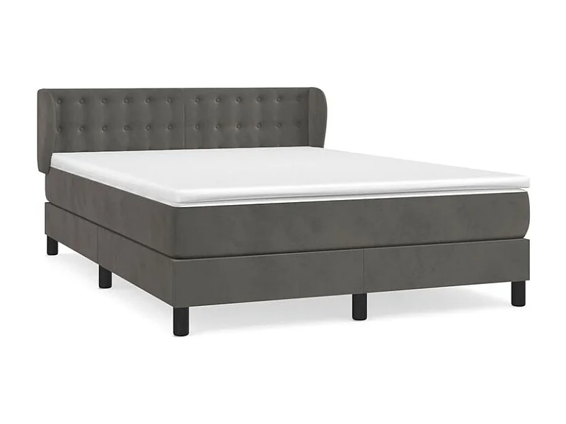 Sommier à lattes de lit et matelas Gris foncé 140x190 Velours