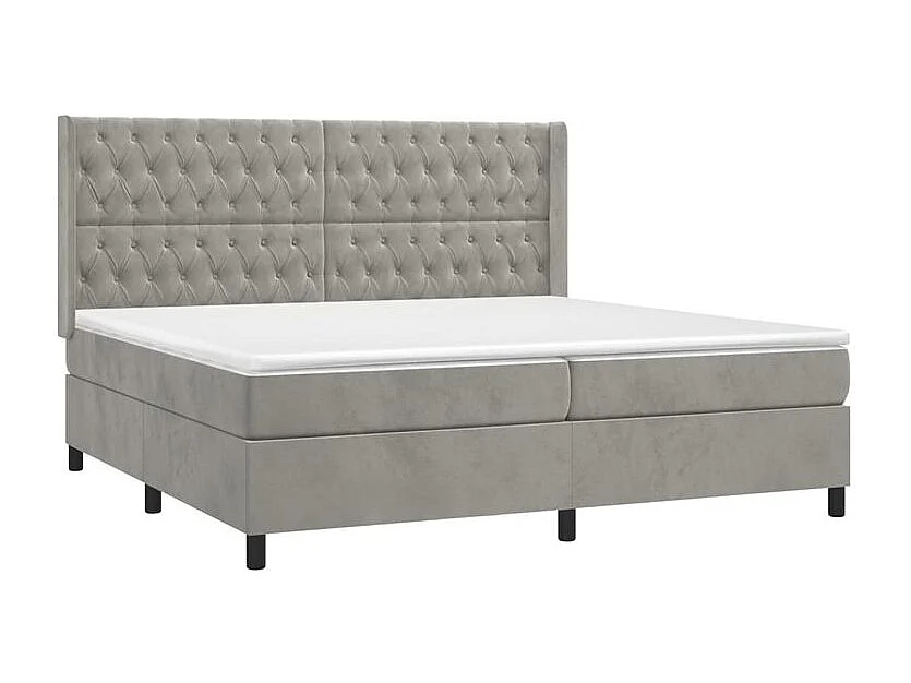 Sommier à lattes de lit et matelas Gris clair 200x200 Velours