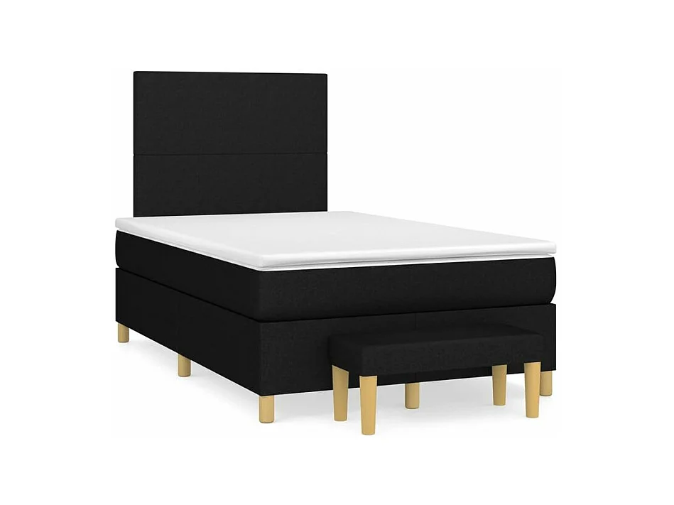 Sommier à lattes de lit avec matelas Noir 120x200 Tissu