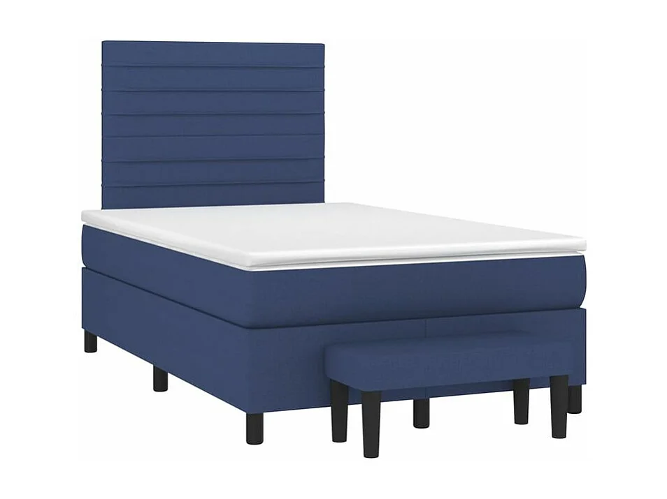 vidaXL Cama box spring con colchón tela azul 120x200 cm